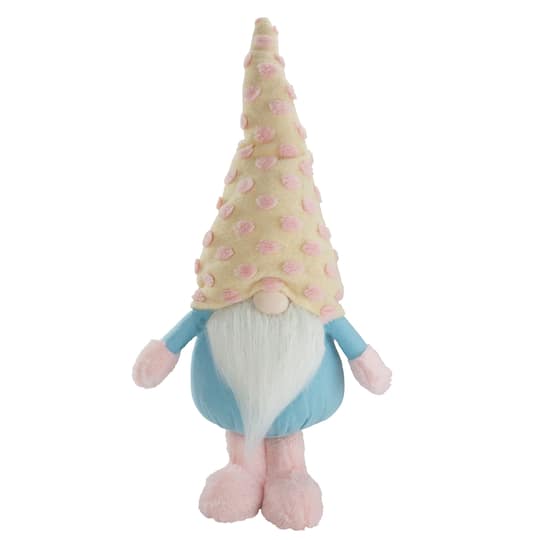 22&#x22; Blue &#x26; Pink Spring Plush Gnome with Polka Dot Hat Figure